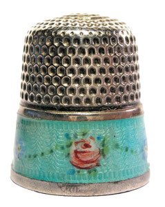 Goldsmith, Stern & Co. Sterling Silver & Lt. Turquoise Enamel Band with Roses