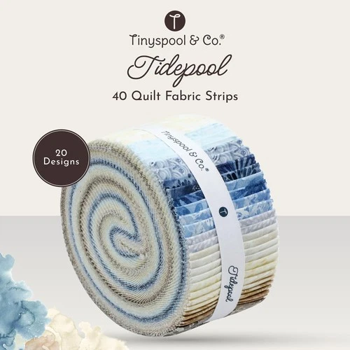 Tinyspool & Co Twirlie Roll 40 Precut Quilting Fabric Strips - Tidepool image 2