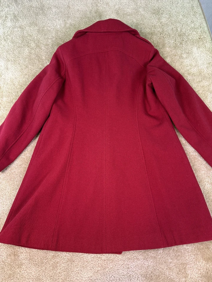 Abrigo LIZ CLAIBORNE Talla XL Doble Pecho Elástico Pana Rojo Mezcla Lana Foto 3 de 4
