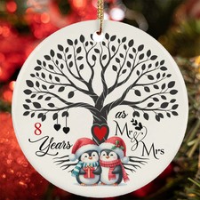 8th Wedding Anniversary Ornament Penguin Couple 8 Year Mr  Mrs Christmas Gift