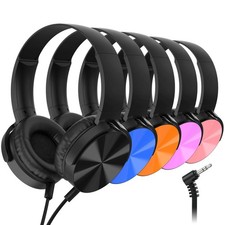 Kids Headphones Bulk 5 Pack Durable Wired School Headphones K12 Classroom