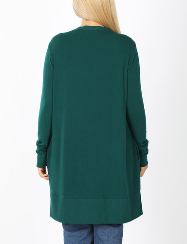 1X 2X 3X Snap Button Hip or Thigh Length Long Sweater Cardigan with Side Pockets - 第 4/69 張圖片