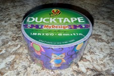 DUCK TAPE RETRO OWLS RETIRED PATTERN PACKING TAPE 1.88 IN X 10 YD NEW SEALED
