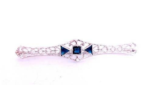 0.60ct Lab Sapphires Edwardian Revisit Deco Pin / Hair Clip 45411 - Picture 1 of 4