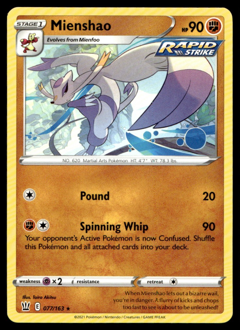 Mienshao 077/163 Rare Battle Styles Pokemon Moderately Played