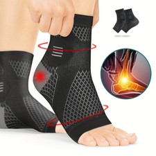 2Pcs Adjustable Infused Ankle Support Compression Sleeve for Sports