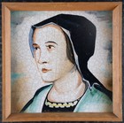Karlsruher Majolika Manufaktur Fliese Kachel Hermann Vollmer Porträt Dame