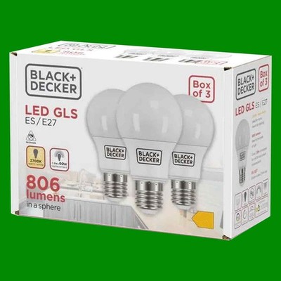 3x 7.3W (=60W) LED GLS A60 Warm White 2700K Edison Screw ES E27 Light Bulb Lamp
