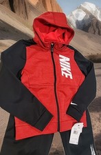 Nike - Boy Size 7 2pc Hooded Jogging Set - Red/Black Therma Fit - MSRP 52