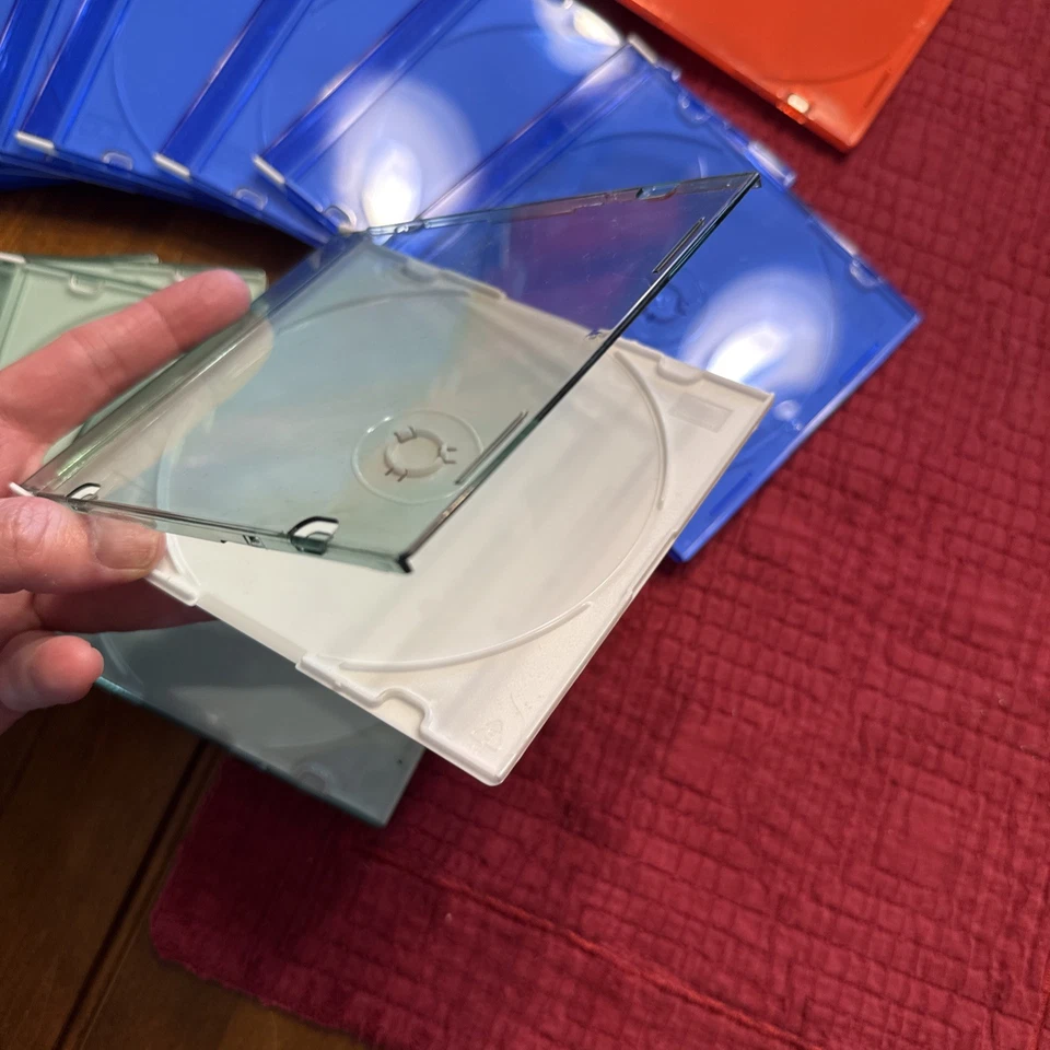 Bandeja de almacenamiento de CD DVD estuches para joyas con capacidad para 1 disco cada uno - rojo (6) azul (7) verde claro (5) Foto 3 de 4