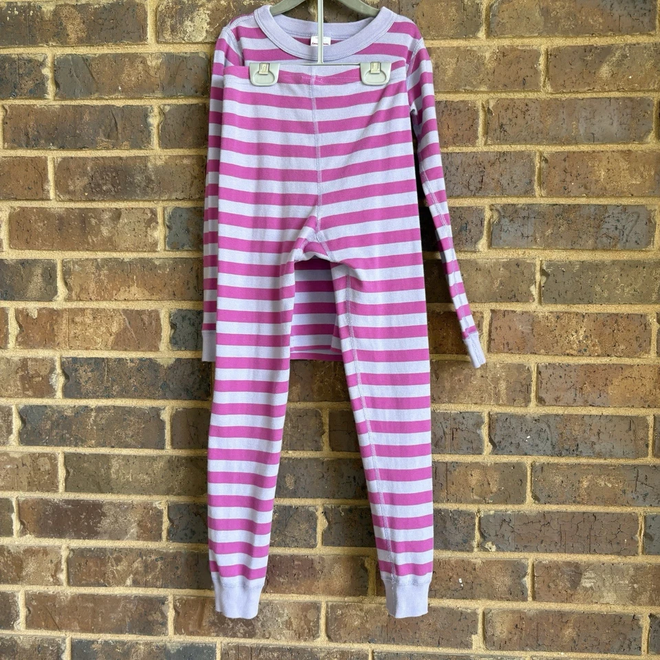 Hanna Andersson Two Piece Striped Pajama Set Girls 130 US 8 Organic Cotton READ - Image 4 of 4
