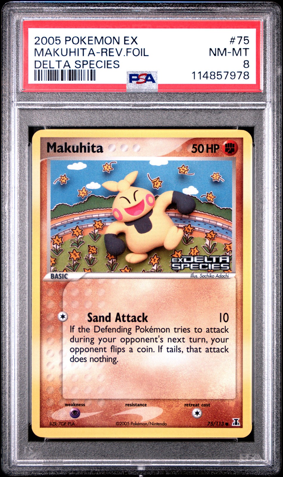 2005 POKEMON EX DELTA SPECIES MAKUHITA #75 REVERSE FOIL PSA 8 NM #114857978
