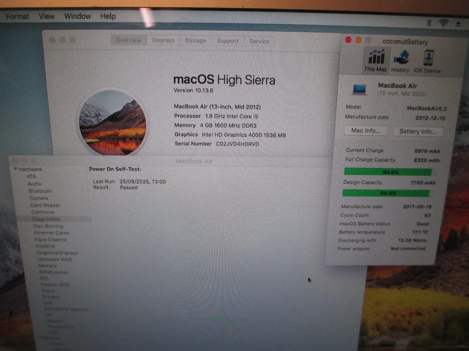  Apple MacBook Air 13" 2012 A1466 5,2 i5 1.8GHz 4GB RAM Working Laptop No SSD - Image 3 of 4