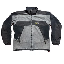 Mountain Hardwear Men’s L Gray Black Fleece Jacket Full Zip Gore Windstopper