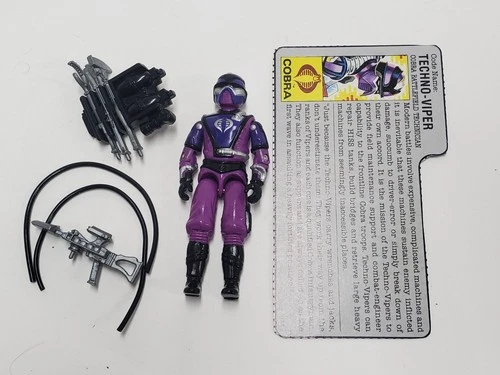 1987 GI Joe Techno Viper V1 100% Complete ARAH Cobra w. File Card Lot3