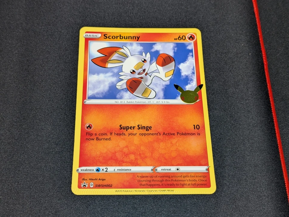 ERROR Scorbunny SWSH002 Promo Jumbo Pokemon Card Crimp Misprint 25th Anniversary - Image 2 of 4