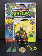 Vintage 1992 TMNT Super Swimmin Raph 100% COMPLETE Turtle Games Playmates Card