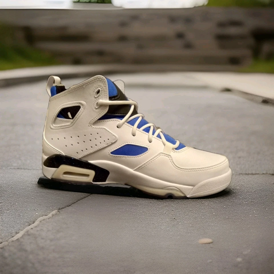 🔥Jordan Flight Club 91 Branco, Preto, Azul Salpicado🔥Tamanho 8M-9.5W (Não Usado) - Imagem 4 de 4