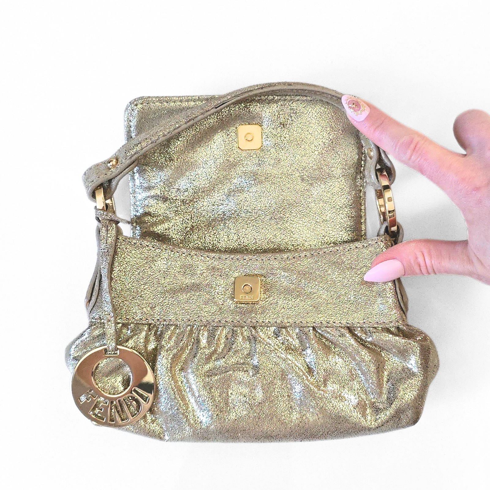 Fendi Mini Chef Bag Metallic Champagne Gold Vintage thumbnail 9