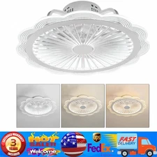 19.7" Flush Mount Modern Ceiling Fan Light Dimmable LED Chandelier Lamp w/Remote