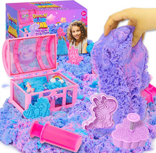 Unicorn Stretchy Cloud Sand,Blue Pink Play Sand,Treasure Chest with Sensory Sa