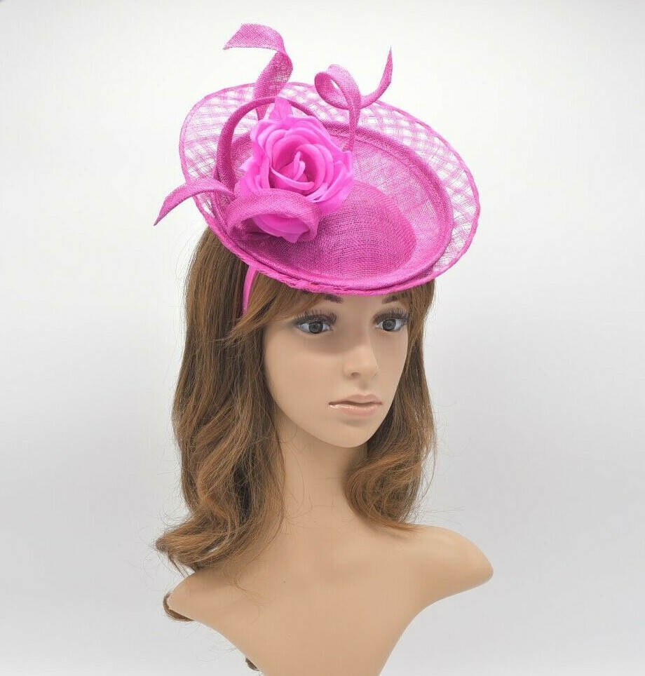 MF926(Fuchsia)Kentucky Derby Wedding Church Easter Sinamay