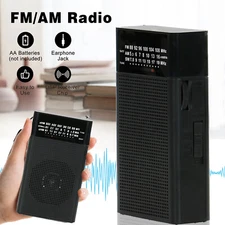 Portable Radio AM FM with Loud Speaker, Headphone Jack For Emergency Use Black
