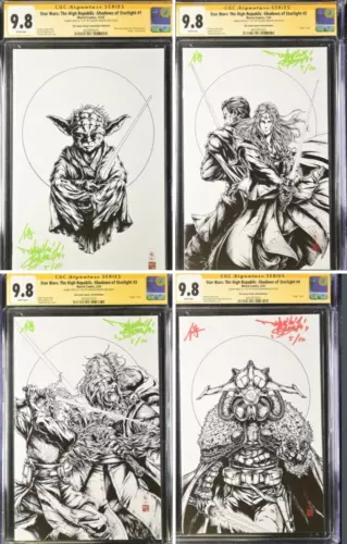High Republic Shadows Of Starlight CGC SS 9.8 Takashi Okazaki Sketch Set #1-4
