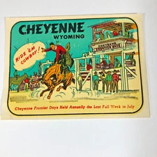 Cheyenne Wyoming Frontier Days Celebration Water Decal Vintage Original 