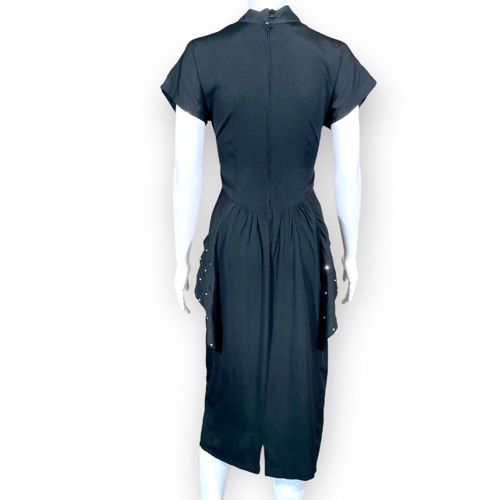 vintage 80’s does 40’s black dress with high neck… - image 5