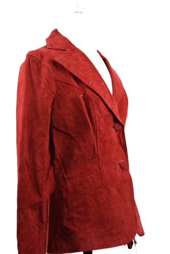 Mark Alen Vintage Women's Button Down Suede Studded Red Short Jacket Med New - Picture 5 of 6