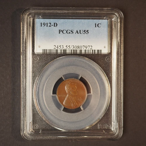 1912 *D* Lincoln Wheat Cent - PCGS AU 55 - FREE SHIPPING! G1573