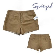 Vintage 00s SPIEGEL Womens 6 Genuine Leather Short Shorts Hot Pants Booty NOS