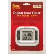 2-RediChek Maverick Digital Dual Timer See Thru Display LCD Clock Kitchen Silver