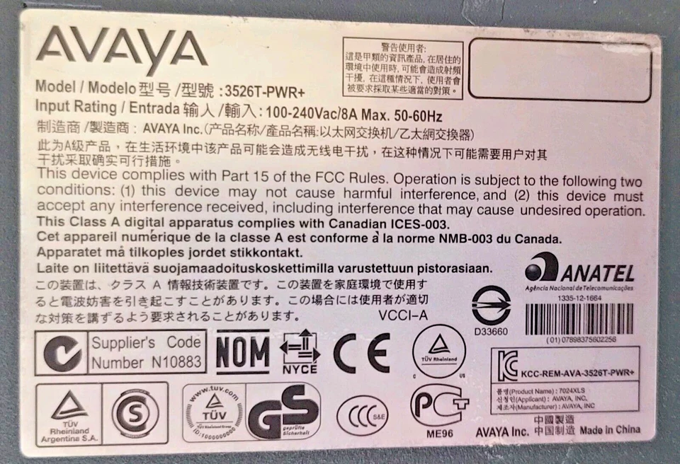Avaya 3526T-PWR+ 10/100 PoE+ 24-Port Managed Switch AL3500A11-E6 ERS3526T-PWR+ - Image 3 of 4