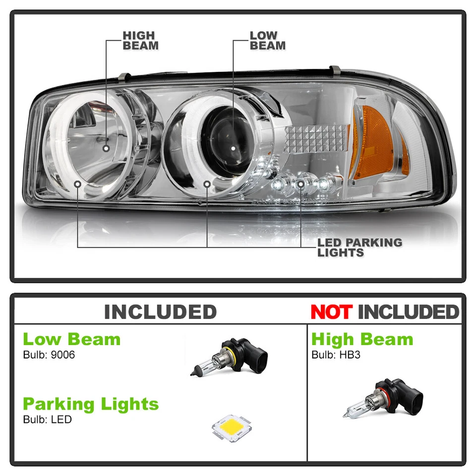 Faros proyectores LED halo GMC Sierra 1500 Yukon Denali 1999-2006 Foto 4 de 4