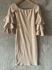 PRETTY LITTLE THING WOMENS DRESS SIZE 8 NUDE LONG SLEEVE