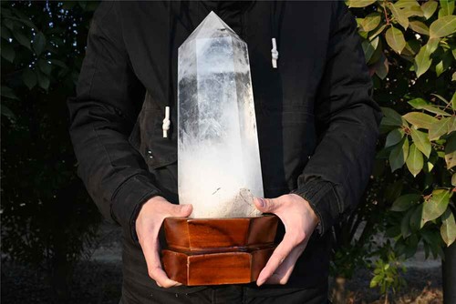 Varita de torre de reiki de cristal obelisco de cuarzo transparente natural de 13,6 lb punto de curación + soporte - Imagen 11 de 15