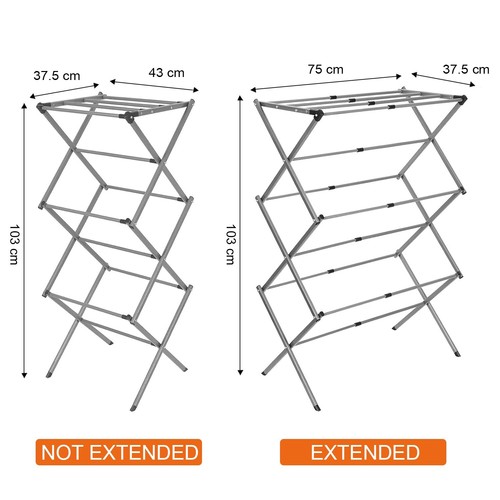 Folding Clothes Airer Dryer 3 Tier Towel Rail Laundry Washing Maiden Horse Rack - Picture 10 of 10
