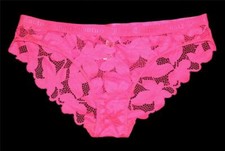 Juicy Couture Bright See-Through Solid Crocheted Hot Pink Lace Panties Wm's