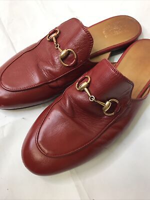 Auth GUCCI Prince Town / Horsebit #423513 Red Leather Slip-on Size