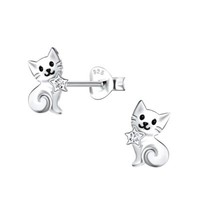 Katzen Ohrstecker Katze Kinder Damen Ohrringe Sterling Silber 925 Geschenk