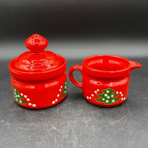 Waechtersbach CHRISTMAS TREE Creamer & Lidded Sugar Bowl Germany - Picture 2 of 17