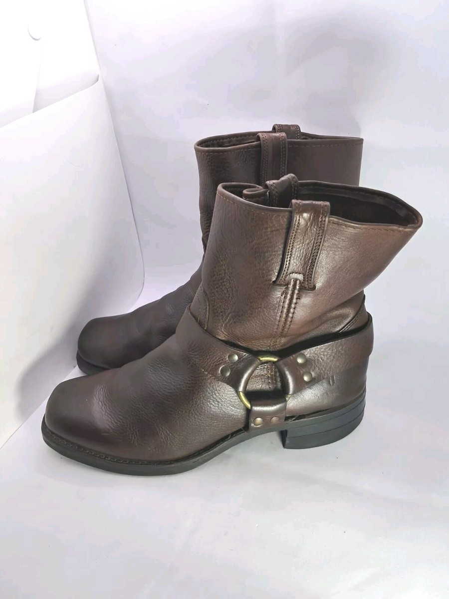 Frye Gaucho Leather Boots Biker Harness Brown Mens size M