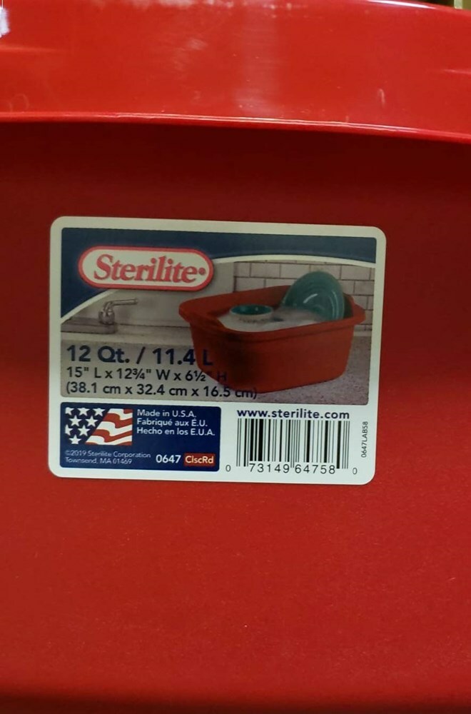 Sterilite 06475808 12 Quart Dish Pan, Red, Pack