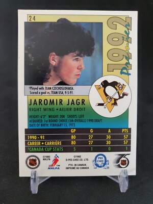 1991-92 O-Pee-Chee Premier Hockey Card Jaromir Jagr #24 | eBay