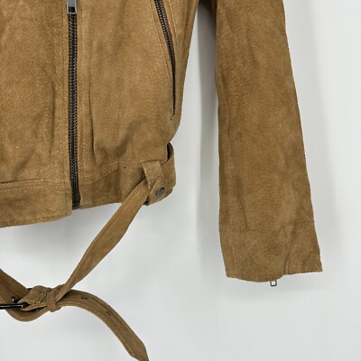 Current Air Genuine Leather Suede Moto Jacket Camel Tan Small | eBay