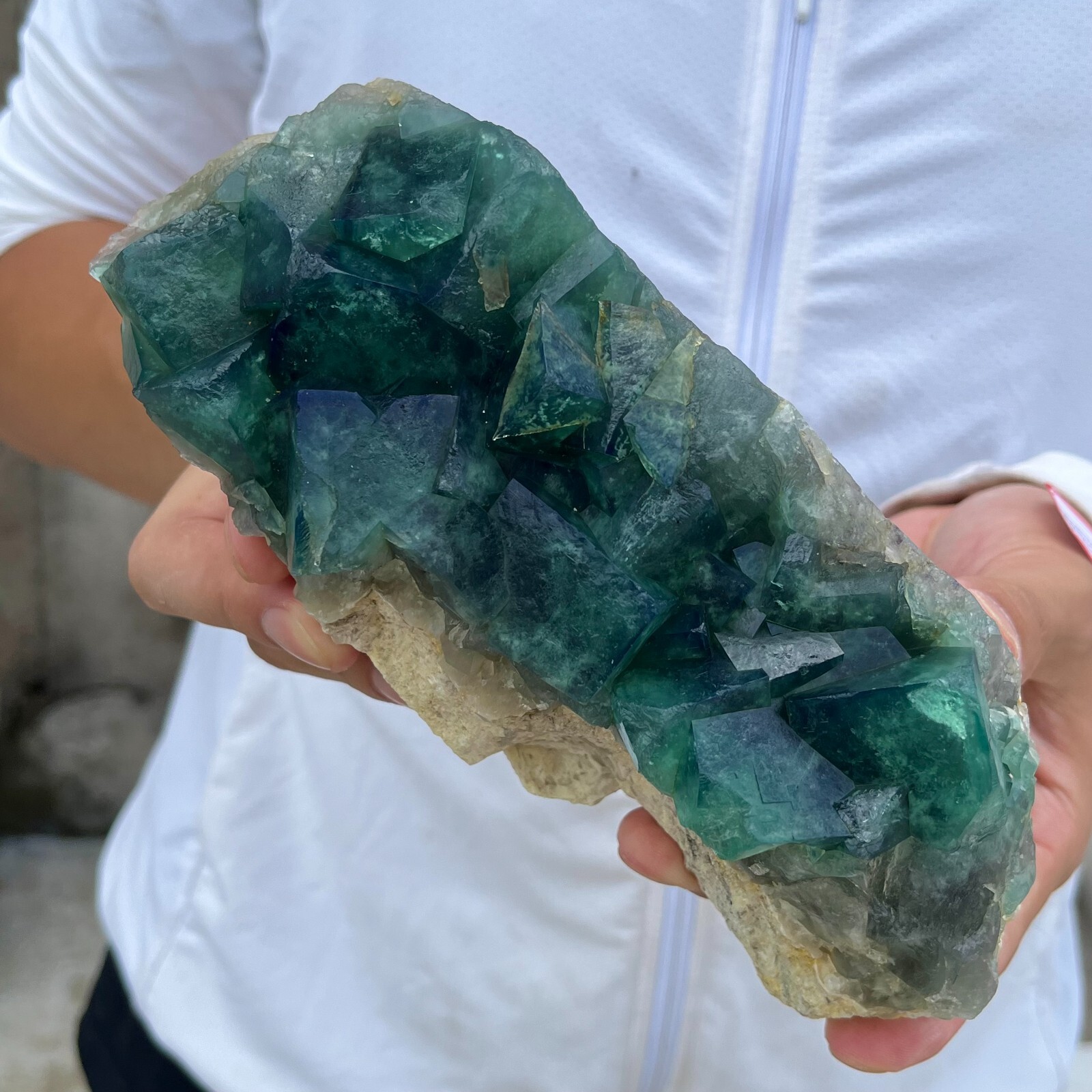 3.2lb Natural Green Fluorite Cube Quartz Crystal Cluster Mineral Specimen