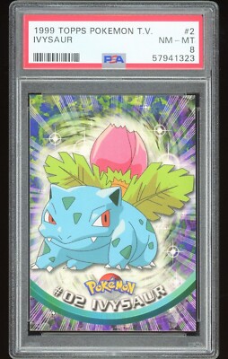 1999 POKEMON TOPPS TV Animation #2 - IVYSAUR - BLUE LOGO - PSA 8
