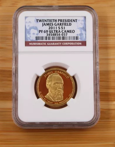 NGC 2011 S JAMES GARFIELD 20th Presidential $1 Dollar PF69 Ultra Cameo Proof